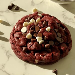 Red velvet cookie with chocolate chips