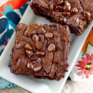 Chocolate chip brownies on a plate