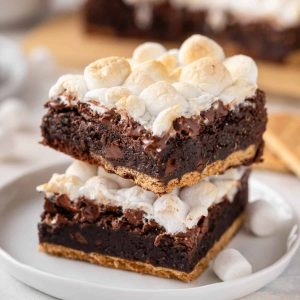 S’mores brownies topped with marshmallows